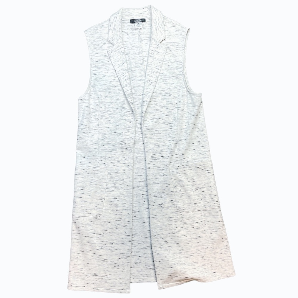 White Cardigan Sleeveless Long Vest Open Front Long size Medium | Allison Joy